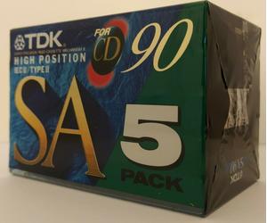 TDK SA90 / SA-90 EA5 - 5 PACK Blank Audio 90 Min / Type II Chrome Cassette Tape