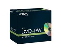 TDK T18444 4.7GB 4x Speed 120min DVD+RW Disc in Jewel Case (Pack of 5)