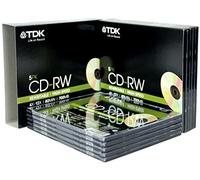 TDK T18791 4X-12X Speed 700MB 80min CD-RW - Slim Jewel Case 10 Pack