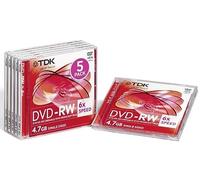 TDK Blank DVD-RW discs 2x - 6x 4.7GB 120 mins Rewritable Slim Case Pack Of 10