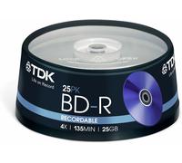 TDK T78301 25GB 1-4x Recordable BD-R - Cakebox 25 Pack