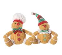 Tdkfdswdoa 2PCS Christmas Gingerbread Man Doll Gingerbread Figures with Chef Hat Bowknot Christmas Ornament Doll Table Tree