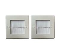 Tdkjfoutr 2Pcs Flush Brush Wall Plate Brush Single 1 Gang Wall Outlet Cable Entry Plate Tidy Mount Face Plate Wall Plate White Easy Install Easy to Use