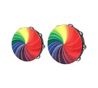 Tdkjfoutr 2Pcs Orff Percussion Instrument Hand Drum Set 10-Inch+8-Inch with 2 Colorful Hand Bell Drums for Kids Dance Props