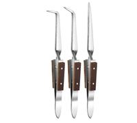Tdkjfoutr 3 PCS Precision Reverse Tweezers Non-Conductive Heat Silver Anti-Magnetic Pointed & Curved Tips Tweezer Set