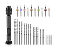 Tdkjfoutr 36 Pieces Hand Drill Bits Set, Pin Vise Hand Drill MiniMicro Drill for Resin Polymer ClayCraft Model Jewelry Making Easy to Use Silver+Black