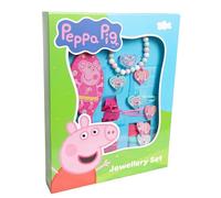 TDL 11pc Peppa Pig Beauty Set Girls Jewellery & Hair Accessories Kit Gift Set Dress Up Hairbrush Bracelets Scrunchies Charms