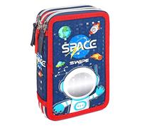 TDL Astronaut Pencil Case 45 pcs Pre-Filled 3 Layers Kids Boys School Pouch with Multi Compartments