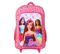 TDL Barbie Kids Folding Trolley Hand Luggage Bag - Backpack for School Travel Holidays - Deluxe 41cm Foldable Trolley Carry-On Suitcase