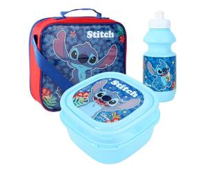 TDL Disney Stitch Lunch Set, 3-Piece with Insulated Bag, Water Bottle and Food Container, Blue