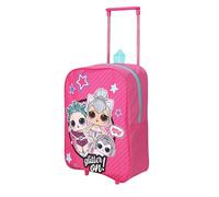 TDL Girls Glitter ON Kids Wheeled Trolley Lightweight Luggage Bag for Holidays School Trips Sleep Overs