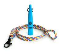 TDL Gun Dog Training Whistle with Lanyard - Dog Whistle with Loud, Solid Tone & Far Reaching Sound - Ideal High-Frequency Long-Distance Dog Recall Whistle for Most Breeds - Sky Blue with Rainbow Rope
