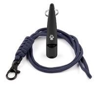 TDL Gun Dog Training Whistle with Lanyard - Dog Whistle with Loud, Solid Tone & Far Reaching Sound - Ideal High-Frequency Long-Distance Dog Recall Whistle for Most Breeds - Black with Navy Rope