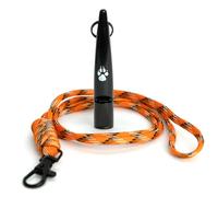 TDL Gun Dog Training Whistle with Lanyard - Dog Whistle with Loud, Solid Tone & Far Reaching Sound - Ideal High-Frequency Long-Distance Dog Recall Whistle for Most Breeds - Black with Tiger Rope
