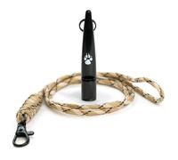TDL Gun Dog Training Whistle with Lanyard - Dog Whistle with Loud, Solid Tone & Far Reaching Sound - Ideal High-Frequency Long-Distance Dog Recall Whistle for Most Breeds - Black with Khaki Rope