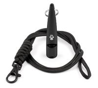 TDL Gun Dog Training Whistle with Lanyard - Dog Whistle with Loud, Solid Tone & Far Reaching Sound - Ideal High-Frequency Long-Distance Dog Recall Whistle for Most Breeds - Black with Black Rope