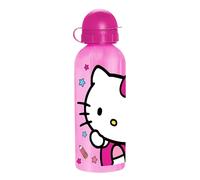 TDL Hello Kitty Aluminium Water Bottle for Kids 520ml - Pink Leakproof Drinks Bottle with Flip Lid - Lightweight Reusable Metal Water Flask for School Travel Sports Nursery & Lunch Bags