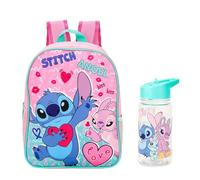 TDL Kids Backpack & Water Bottle Set - Nursery & Preschool School Bag with 450ml Leakproof Drinks Bottle, Lightweight Day Bag, Value School Set for Boys & Girls (Stitch)