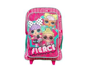 TDL LOL Surprise Deluxe Trolley Backpack - Kids Wheeled Suitcase Rucksack with Foldable Carry-on Luggage Carrier for Girls