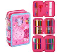 TDL Peppa Filled Pencil Case Full Stationery School Supplies Set for Kids 3 Tier with Pens, Pencils & Markers Pig Character Theme Set for Girls