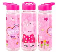 TDL Peppa Pig 650ml BPA-Free Pink Plastic Sports Bottle with Flip Straw Lid - Kids Hydration Bottle for School, Sports, Play, Gifting