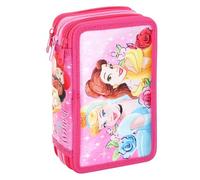 TDL Princess Pencil Case, 3 Zips, Assorted Stationery, 21 x 12 x 5 cm