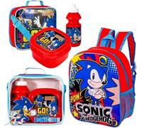 TDL Sonic Backpack & Sonic Lunch Box Set - Kids Lunch Bags for Boys - Includes Sonic Rucksack, Boys Lunch Bag, Sports Bottle & Sandwich Container Bundle