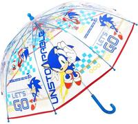 TDL Sonic Boys Umbrella Kids Childrens Brolly Dome Lightweight Rain Cover POE Blue Hedgehog Character Stick Umbrellas