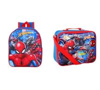 TDL Spiderman Backpack and Insulated Lunch Bag Bundle for Kids - 2-Piece School Set Featuring Spider-Man, Venom, and Carnage - Blue & Red - Ideal for Toddlers and Pre Schoolers