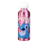 TDL Stitch Aluminium Water Bottle for Kids 520ml - Pink Leakproof Drinks Bottle with Flip Lid - Lightweight Reusable Metal Water Flask for School Travel Sports Nursery & Lunch Bags - Stitch & Angel