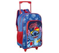 TDL Stitch Kids' Trolley Backpack with Wheels, Adjustable Handle, 2 Compartments