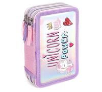 TDL Unicorn Power Pencil Case 45 pcs Pre-Filled 3 Layers Kids Girls School Pouch with Multi Compartments