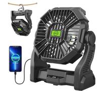 TDLOL Rechargeable Portable Camping Fan for Tent with LED Light, 20000mAh USB Personal Battery Powered Fan Outdoor Camping Essentials Battery Operated Portable for Travel Beach Essentials X23 Black