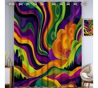 TDNEKMCA Abstract Hills Curtains for Living Room,Psychedelic Landscape Printed Darkening Window Drapes Set for Bedroom Dining Room, 2 Panels,52 x 84 Inch