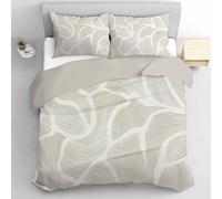 TDNEKMCA Abstract Lines Printed Bedding Set Double 3 Pieces Retro Curves Duvet Cover Sets Microfiber Quilt Cover 200x200cm with Zipper Closure and 2 Pillowcases 50x75cm(Beige)