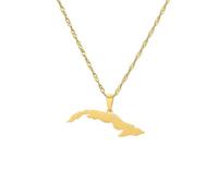 TDNEKMCA Cuba Region Map Flag Pendant Necklaces,Ethnic Cities Jewelry Pendant Necklace For Women Men Cuba Pendant Necklace Flag Region Map Chain Jewelry,Yellow,50Cm