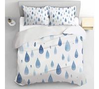 TDNEKMCA Duvet Cover Light Blue Bedding Set Watercolor Raindrops Simple Style Duvet Cover Pillowcase with Zipper Closure for Kids Girls Teens Adults (Single Size 135x200cm)