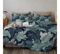 TDNEKMCA Gray Green Double Duvet Cover Set Acanthus Leaves Bedding Sets William Morris Style Print Duvet Set for Double Bed (1x Quilt Cover, 2x Pillowcases) Ultra-Soft Microfiber Bedding