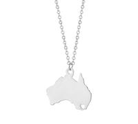 TDNEKMCA Map Of Australia Necklace, Australia Map Pendant With National Boundaries Heart Hollow Jewellery, Australia Outline Pendant Necklace Men Women Boys,White,50Cm