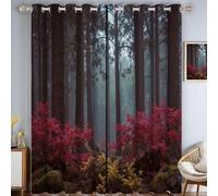 TDNEKMCA Misty Forest Curtains for Living Room,Melancholy Trees Printed Darkening Window Drapes Set for Bedroom Dining Room, 2 Panels,52 x 84 Inch
