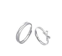 TDNEKMCA Simple Bow-Knot Personalised Couple Rings, His And Her Matching Promise Engagement Wedding Ring Set For Men Women, Gifts For Valentine'S Day Christmas,White,One Size