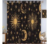 TDNEKMCA Sun Moon Curtains for Living Room,Celestial Body Printed Darkening Window Drapes Set for Bedroom Dining Room, 2 Panels,66 x 72 Inch