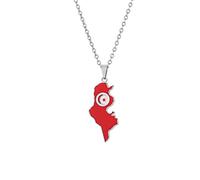 TDNEKMCA Tunisia Flag Map Pendant Necklace - Charm Country City Maps Boundaries Contour Classic Sweater Chain Dangle - For Women Men Patriotic Jewelry Trendy Party Gift,White,50Cm