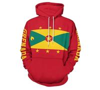 TDNEKMCA Unisex Hoodie Sweatshirt, Grenada Flag Hip Hop Tops Casual Hooded Pullover Sweatshirt Flag Printed Casual Streetwear For Autumn Winter Outdoor Pullover 1 Xl