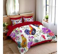 TDNEKMCA Watercolor Floral Duvet Cover Set King Bed Rooster Print Bedding Set Reversible Microfiber Botanical Quilt Cover 230x220cm with Zipper Closure and 2 Pillowcase 50x75 cm,Yellow Purple