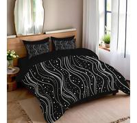TDNEKMCA White Lines Bedding Set King Polka Dots Duvet Cover Set for Boys Girls Duvet Covers with Pillowcase Ultra Soft Comfy Quilt Covers Modern Bedroom Decor,Black 230x220cm