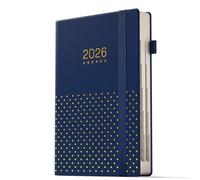 TDOLISSTE - Calendar 2026 Diary, A5 Agenda Book Calendar, 365 Page Daily Plan and 24 Page Monthly Plan, Multilingual Pen Loop and Inner Pocket, Hardcover (Blue)
