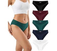 TDONE Seamless Knickers for Women, Low Rise No Vpl Knickers Ladies Seamless Womens Underwear Multipack Breathable Stretchy Invisible Hipster Panties (5 Pack),Black/Blue/Red/Green/White, M