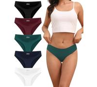 TDONE Seamless Knickers for Women, Low Rise No Vpl Knickers Ladies Seamless Womens Underwear Multipack Breathable Stretchy Invisible Hipster Panties (5 Pack),Black/Blue/Red/Green/White, S
