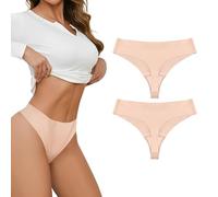 TDONE Seamless Thongs for Women - Invisible No VPL Thongs Soft Breathable No Show Knickers High Leg Low Rise Underwear for Sports, Yoga, Gym(2 Pack)